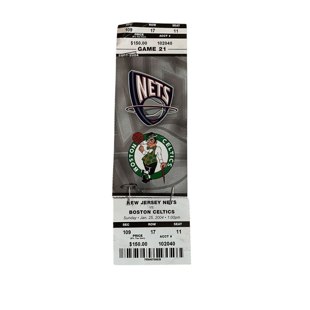 New Jersey Nets vs Boston‎ Celtics NBA January 25 2004 Ticket Stub